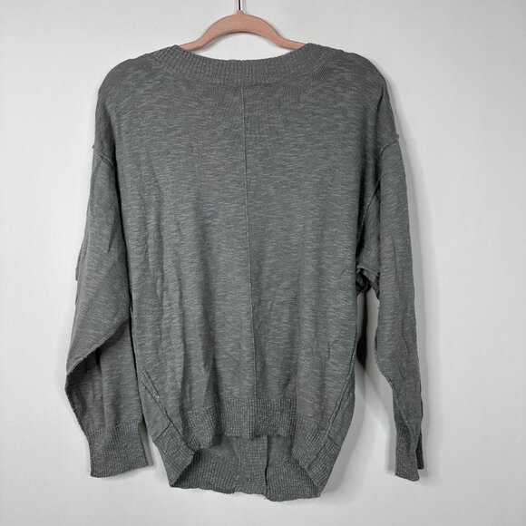 2/$24 Kensie Big Buttons V-Neck Cardigan Pockets Gray Medium #A0463 TRB3 - Picture 4 of 7